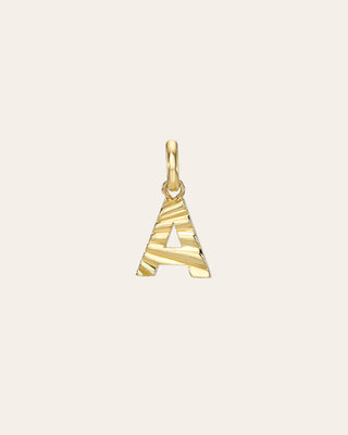 14K Gold Pleated Initial Pendant