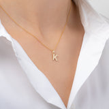 14K Gold Pleated Initial Pendant Personalized Zoe Lev Jewelry