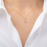 14K Gold Pleated Initial Necklace Personalized Zoe Lev Jewelry