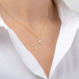 14K Gold Pleated Initial Necklace Personalized Zoe Lev Jewelry