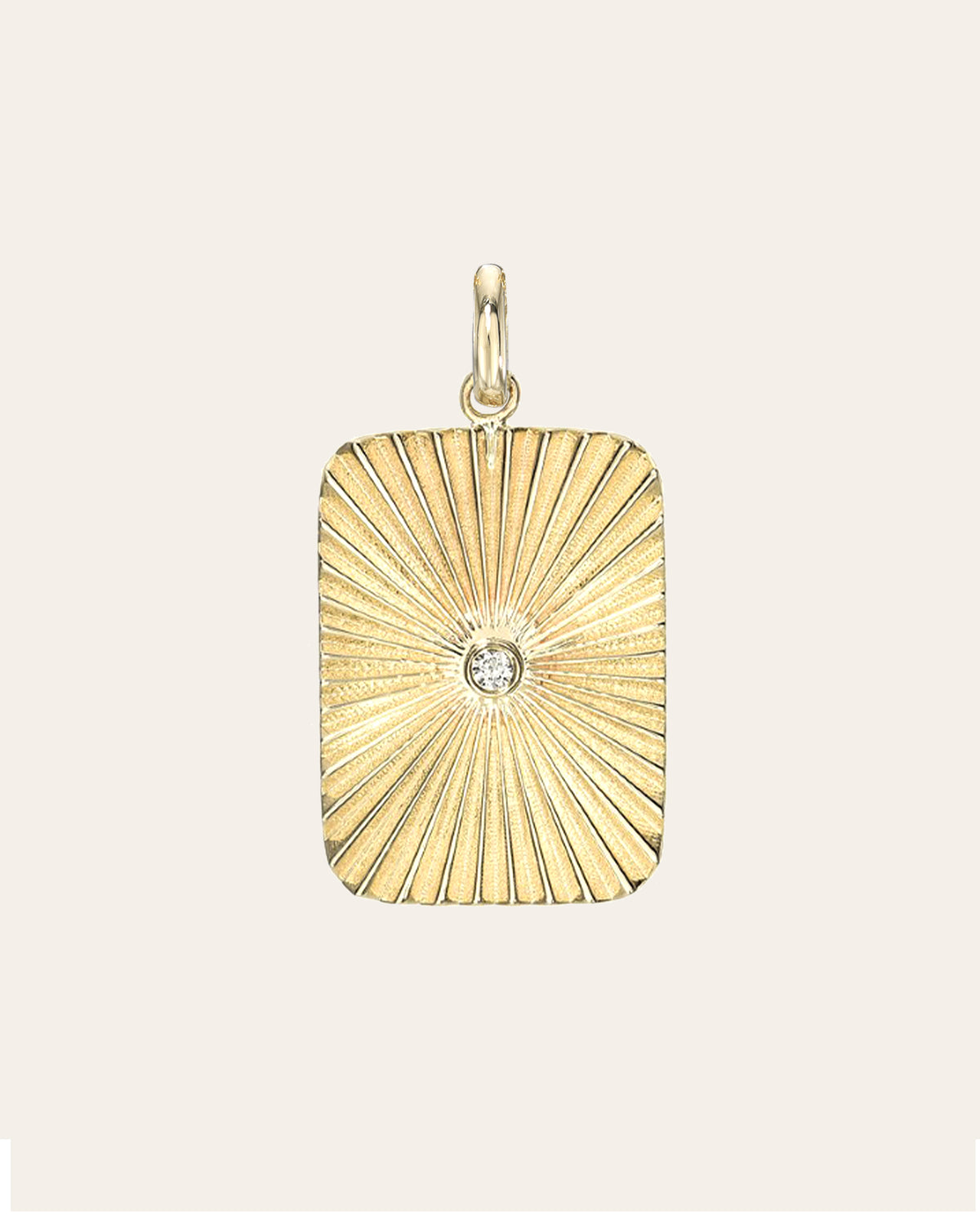 14K Gold Pleated Tag with Diamond Pendant