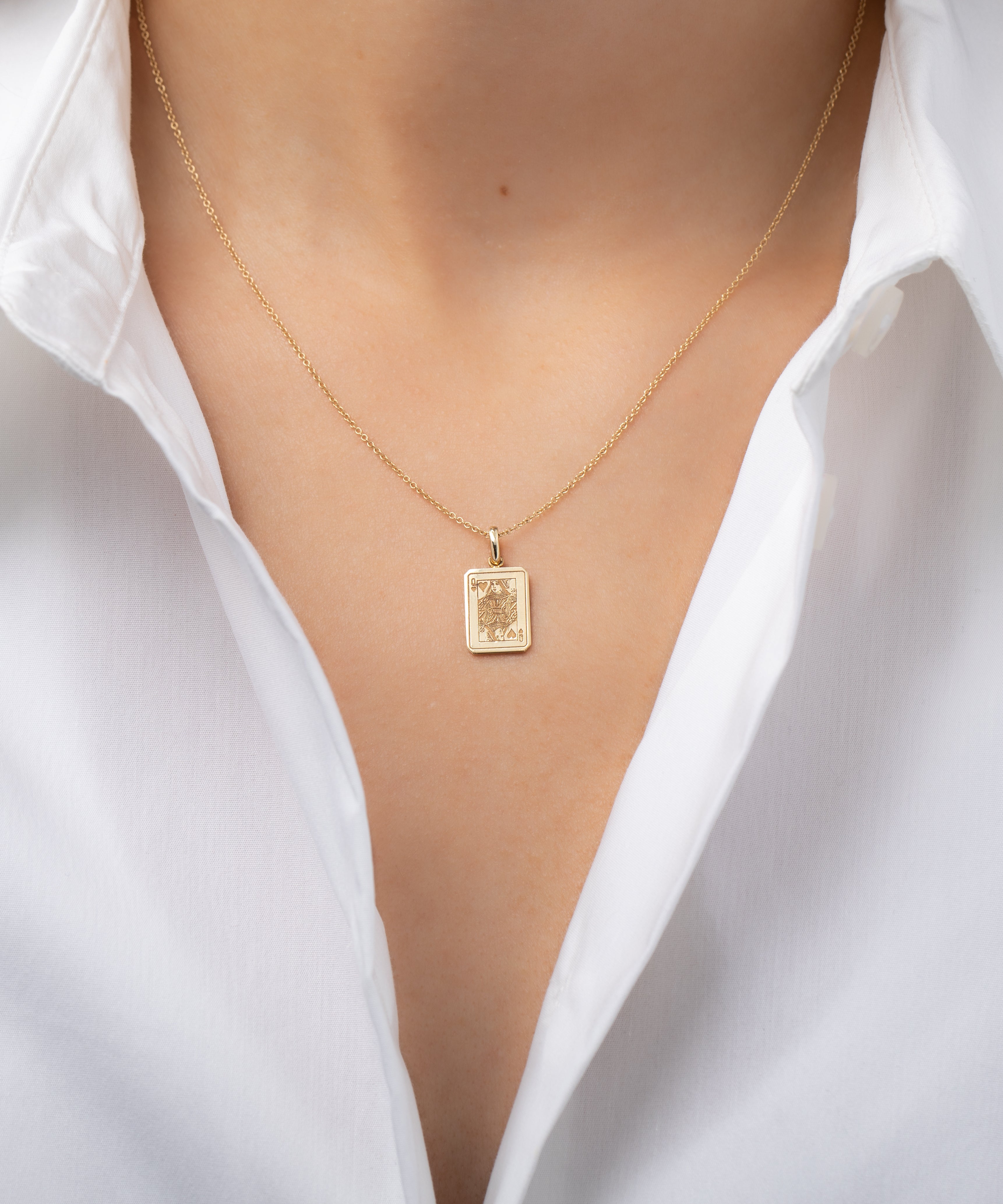 14K Gold Queen of Hearts Necklace Zoe Lev Jewelry