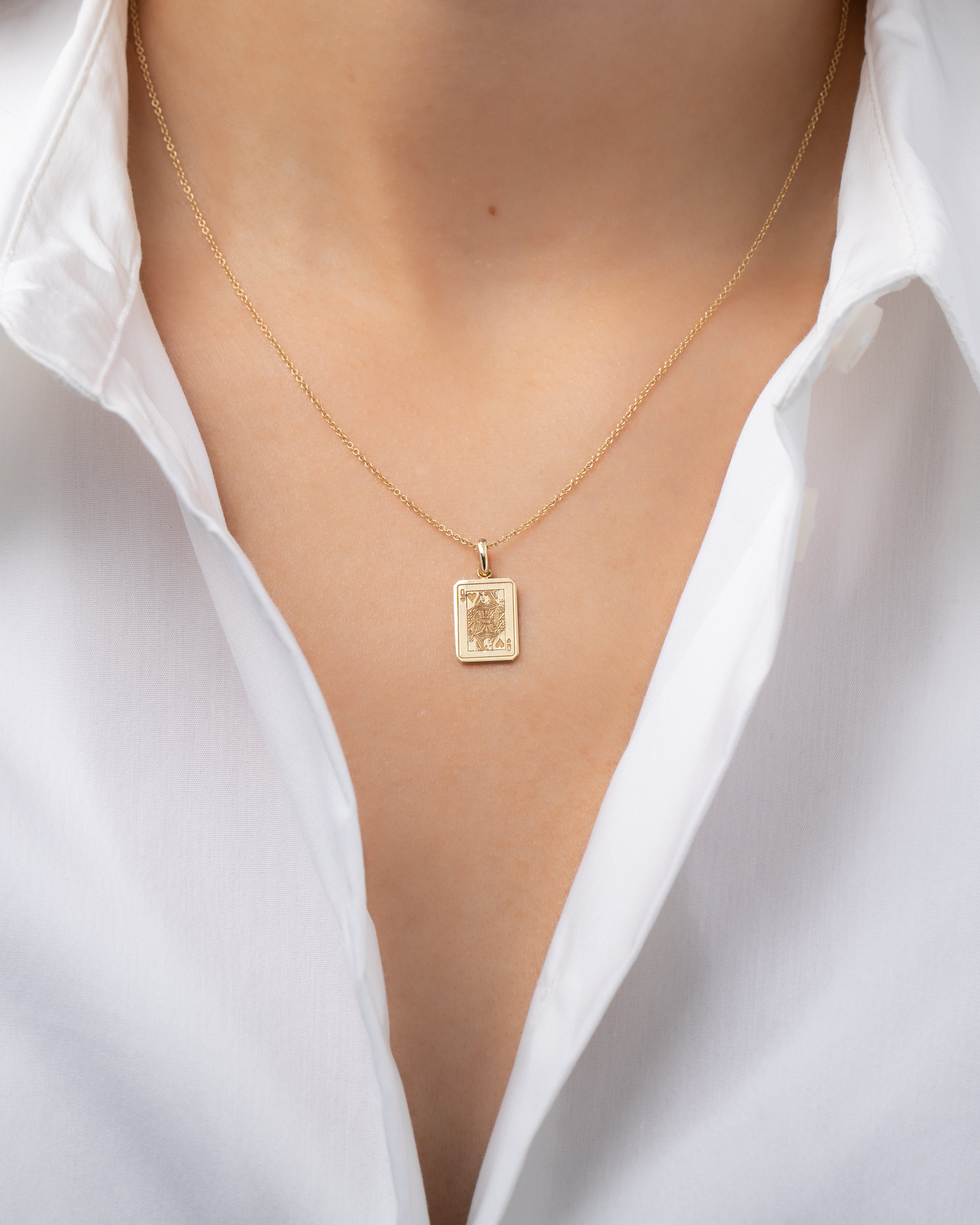 14K Gold Queen of Hearts Necklace Zoe Lev Jewelry