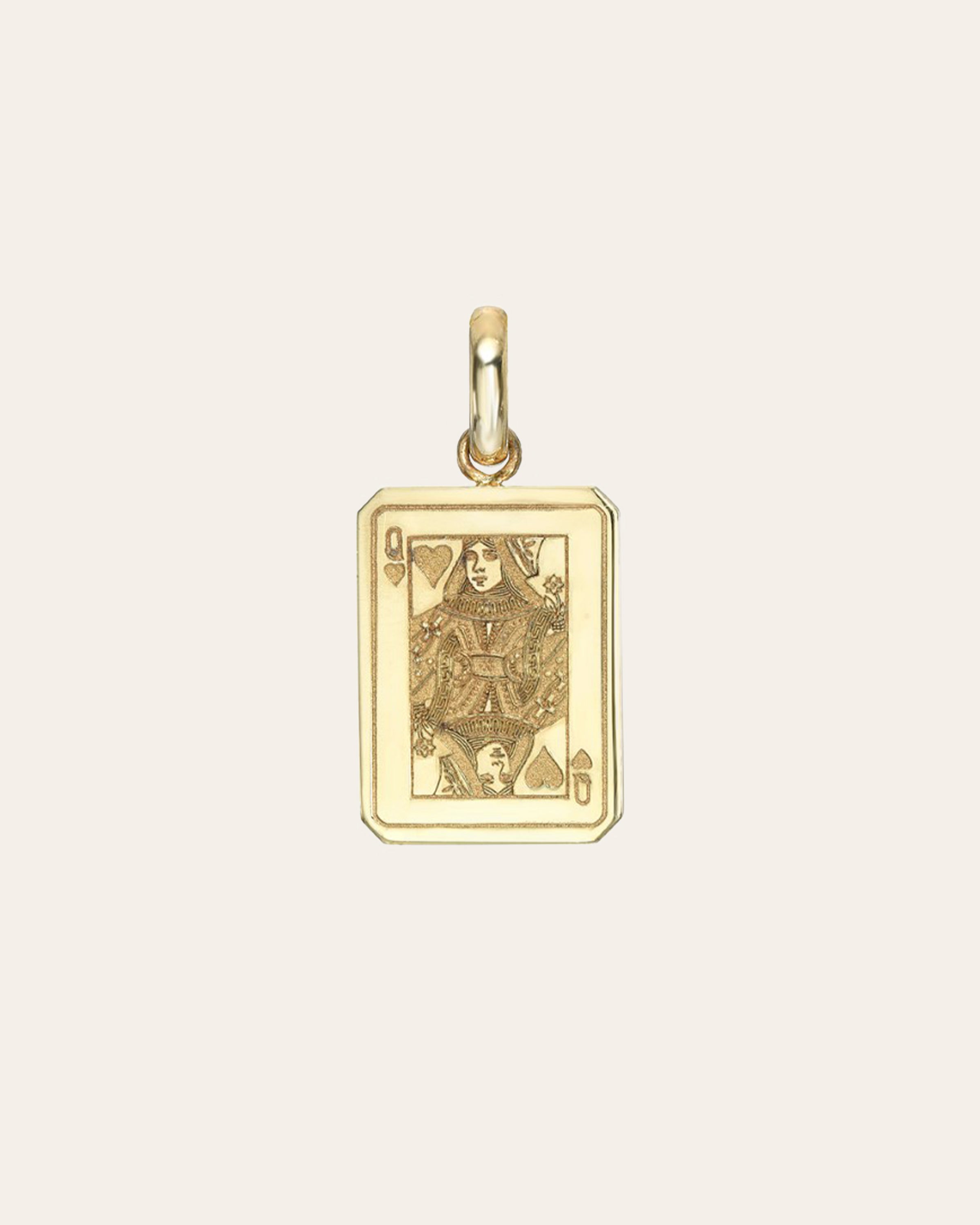 14K Gold Queen of Hearts Pendant Zoe Lev Jewelry