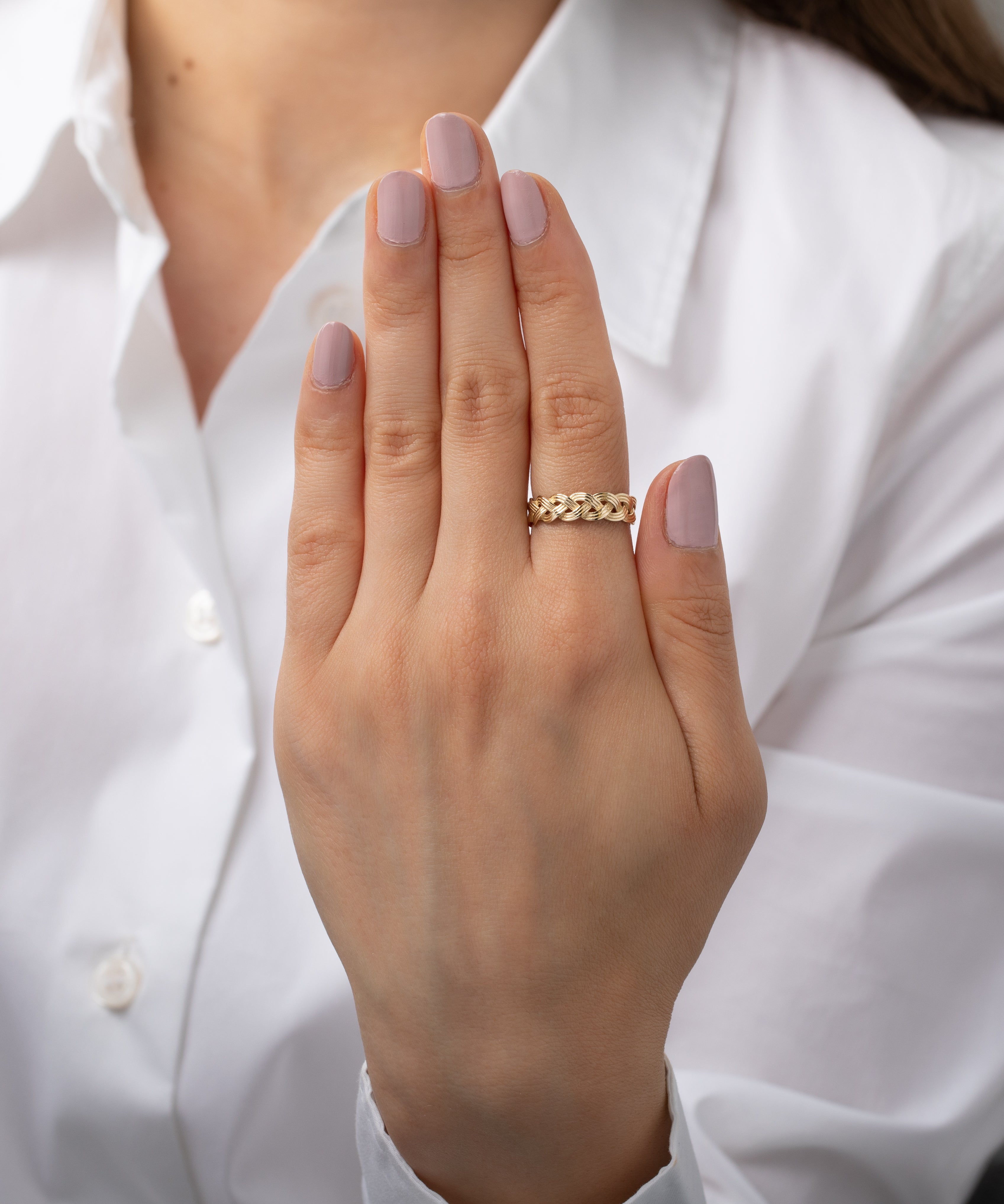 14K Gold Retro Woven Ring SAMPLE SALE Zoe Lev Jewelry