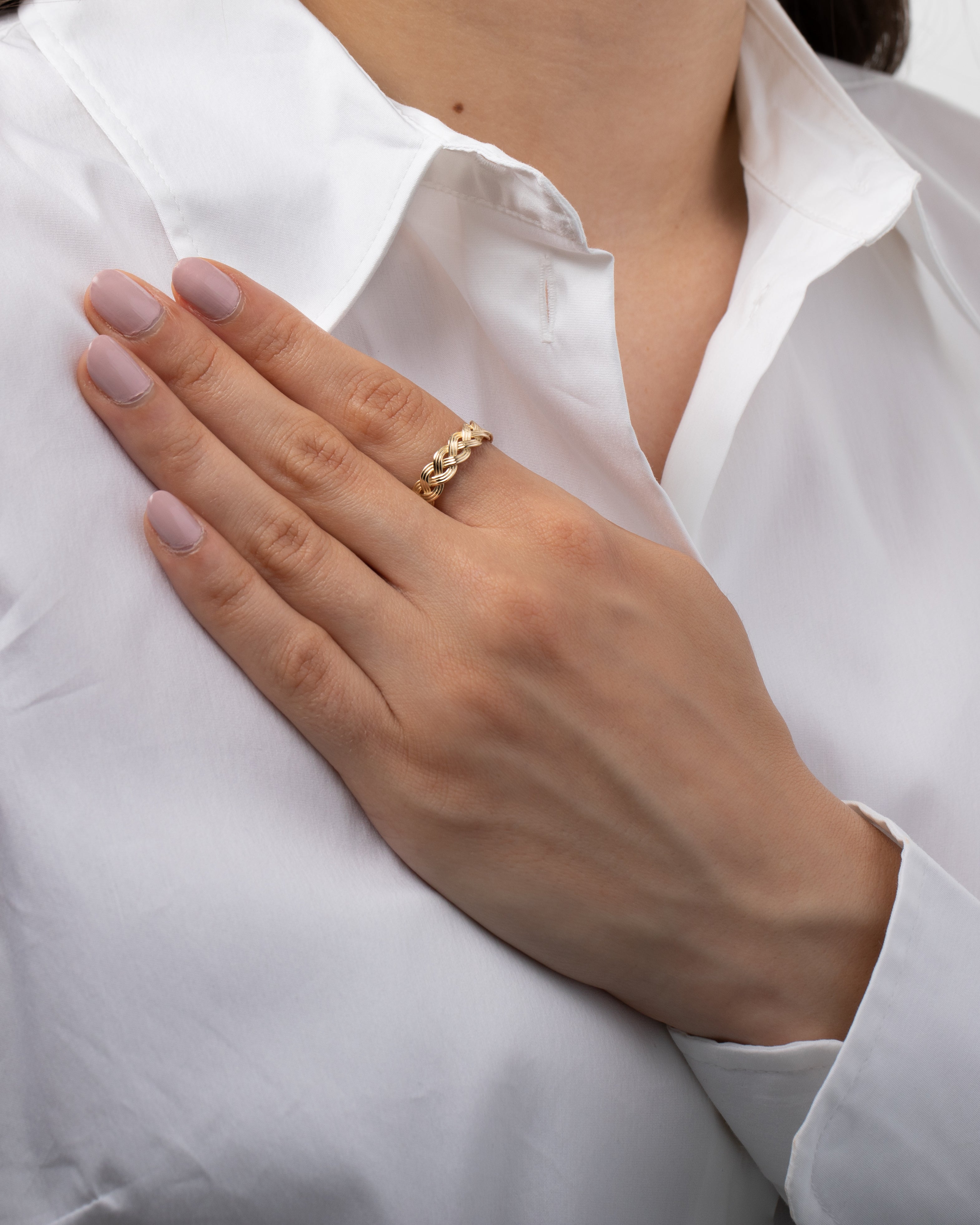 14K Gold Retro Woven Ring SAMPLE SALE Zoe Lev Jewelry