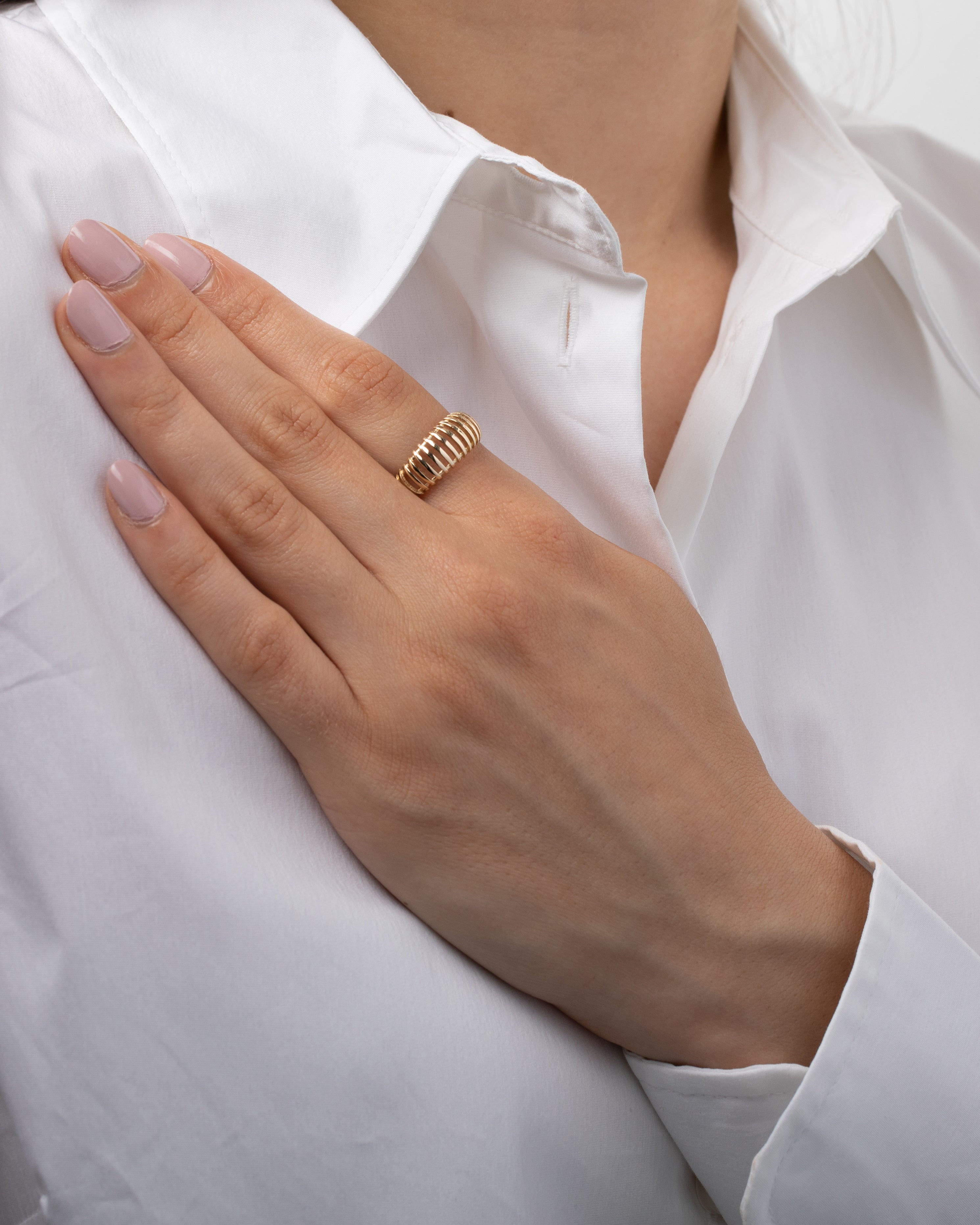 14K Gold Open Dome Ring Zoe Lev Jewelry