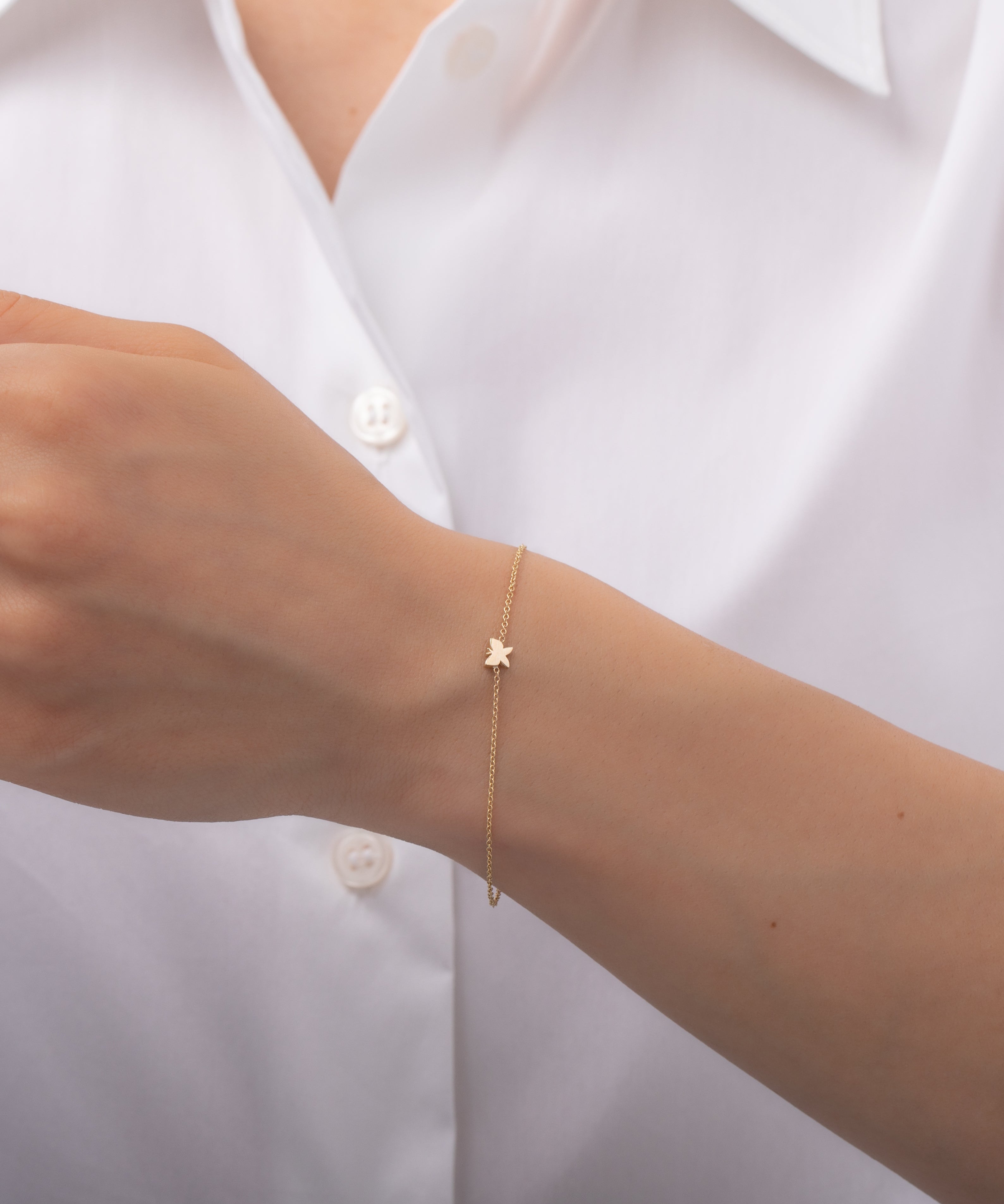14k Gold Tiny Butterfly Bracelet Zoe Lev Jewelry