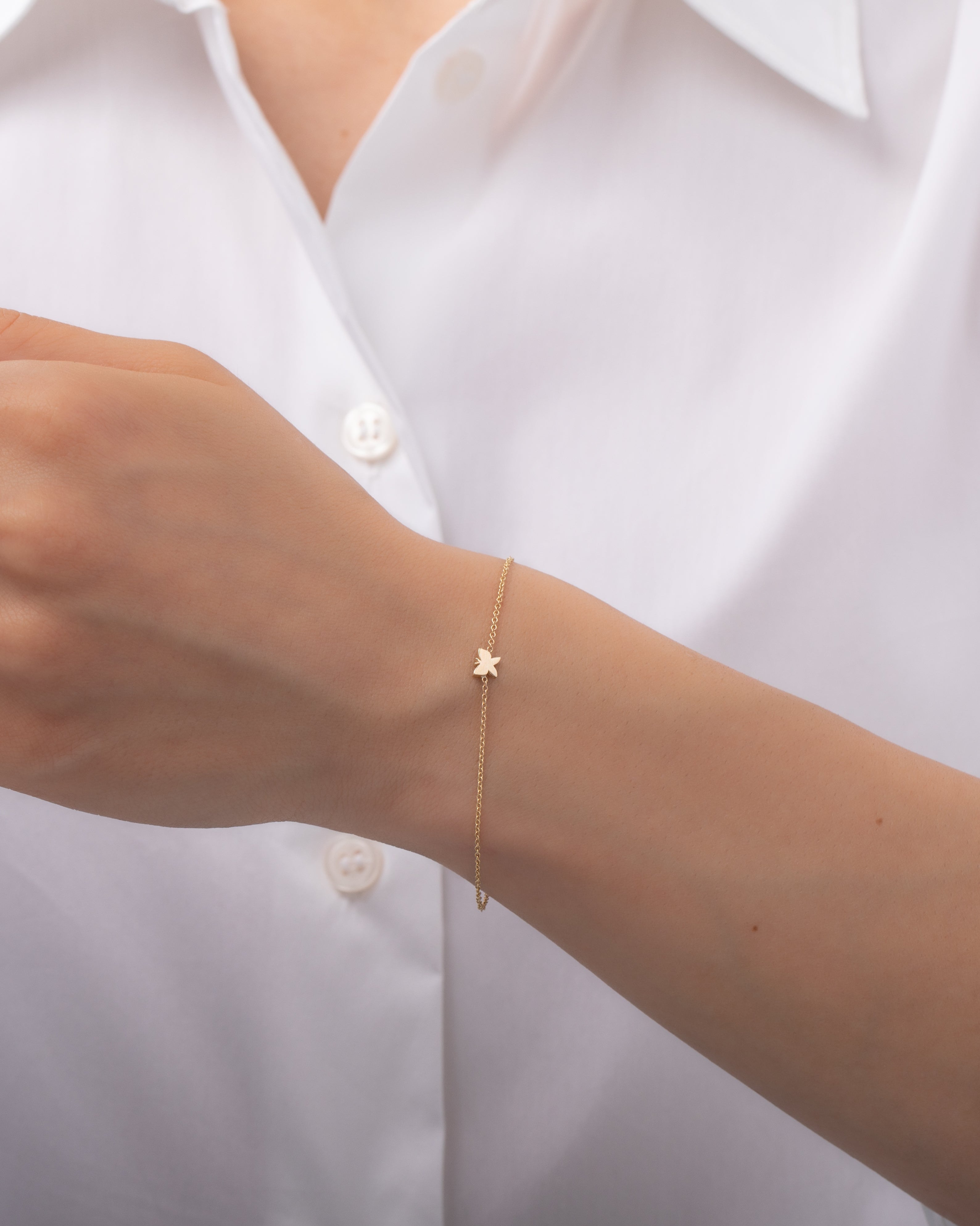 14k Gold Tiny Butterfly Bracelet Zoe Lev Jewelry