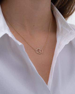 14K Gold Diamond Open Hearts Necklace