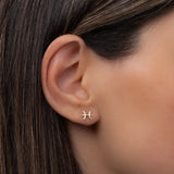 14K Gold Zodiac Stud Earring Personalized Zoe Lev Jewelry