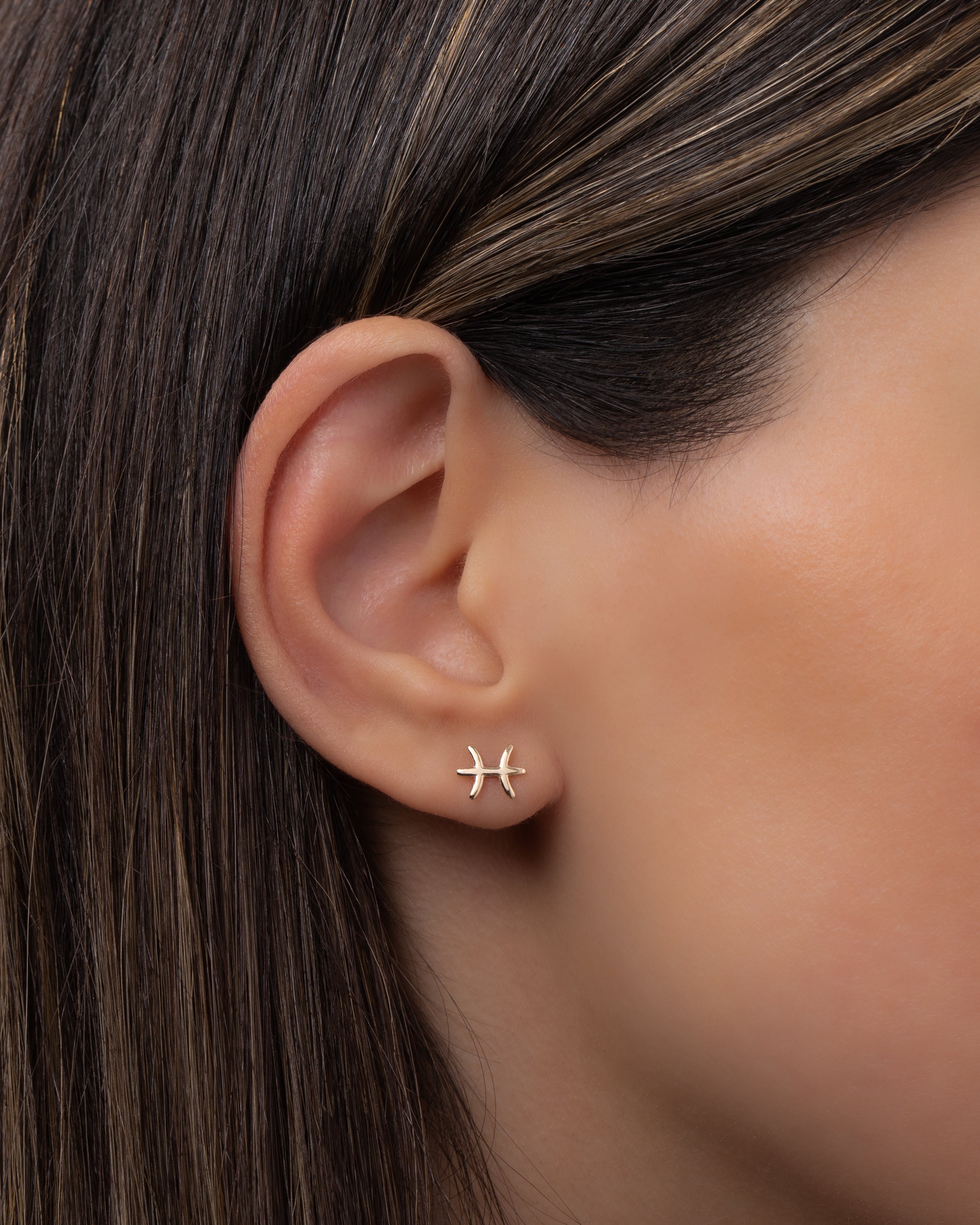 14K Gold Zodiac Stud Earring Personalized Zoe Lev Jewelry