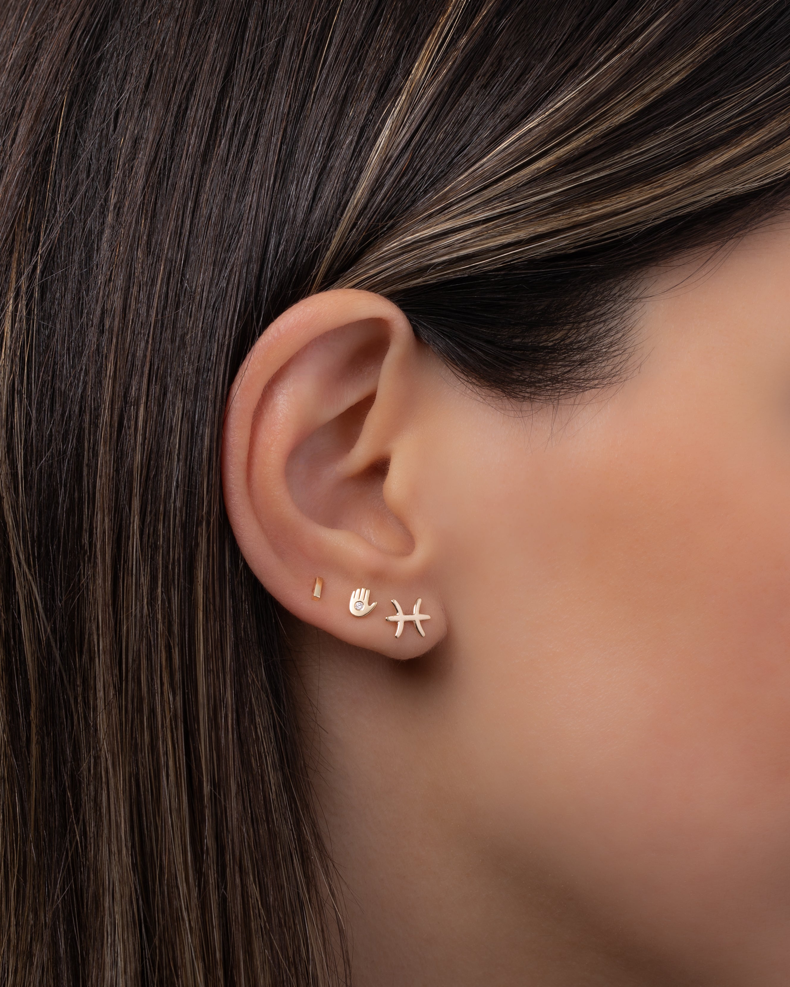 14K Gold Zodiac Stud Earring Personalized Zoe Lev Jewelry