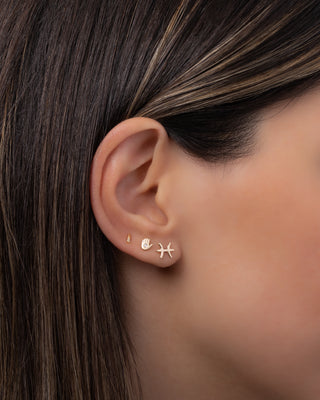 14K Gold Zodiac Stud Earring