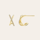 14K Gold and Diamond X Stud Earrings Zoe Lev Jewelry