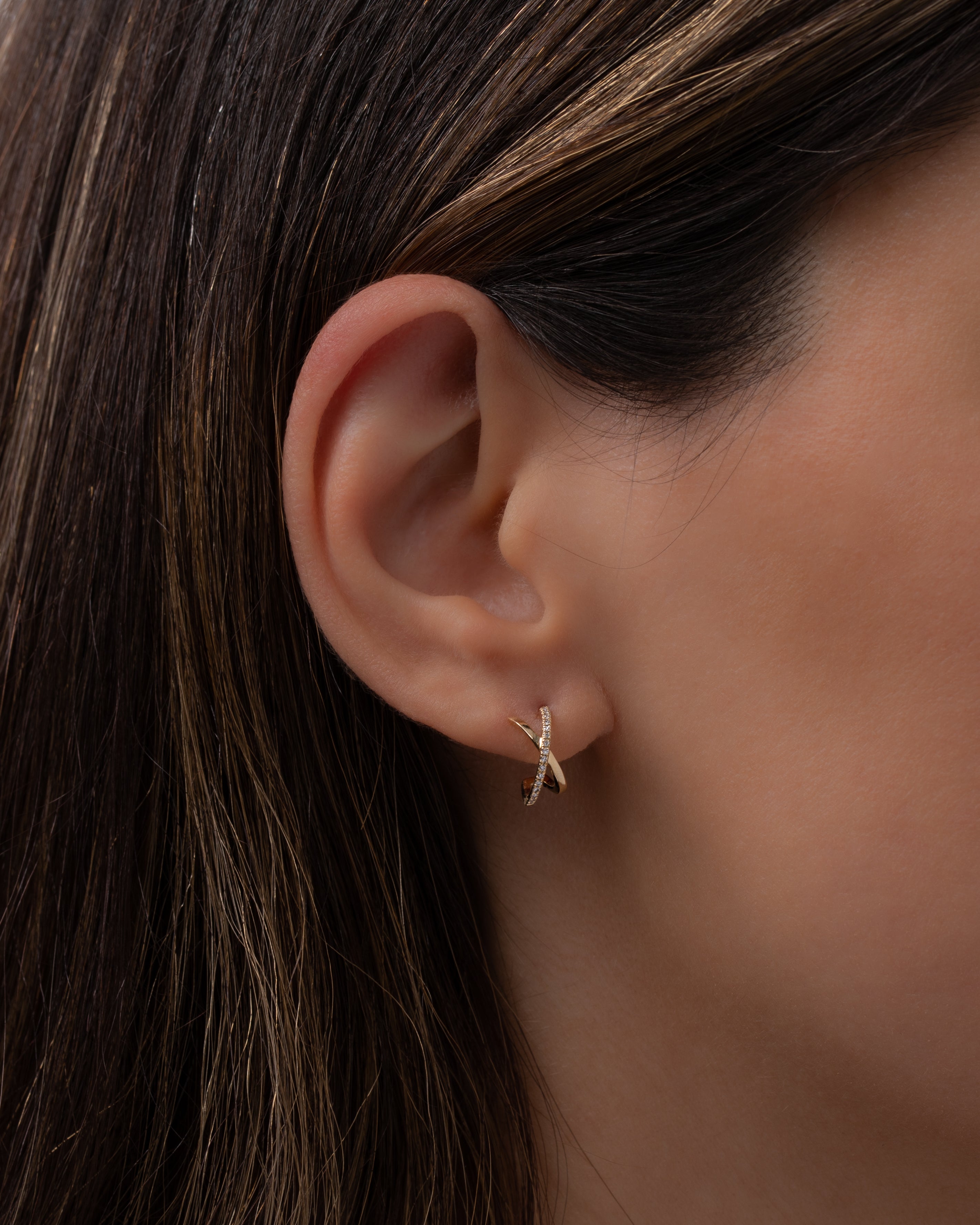 14K Gold and Diamond X Stud Earrings Zoe Lev Jewelry