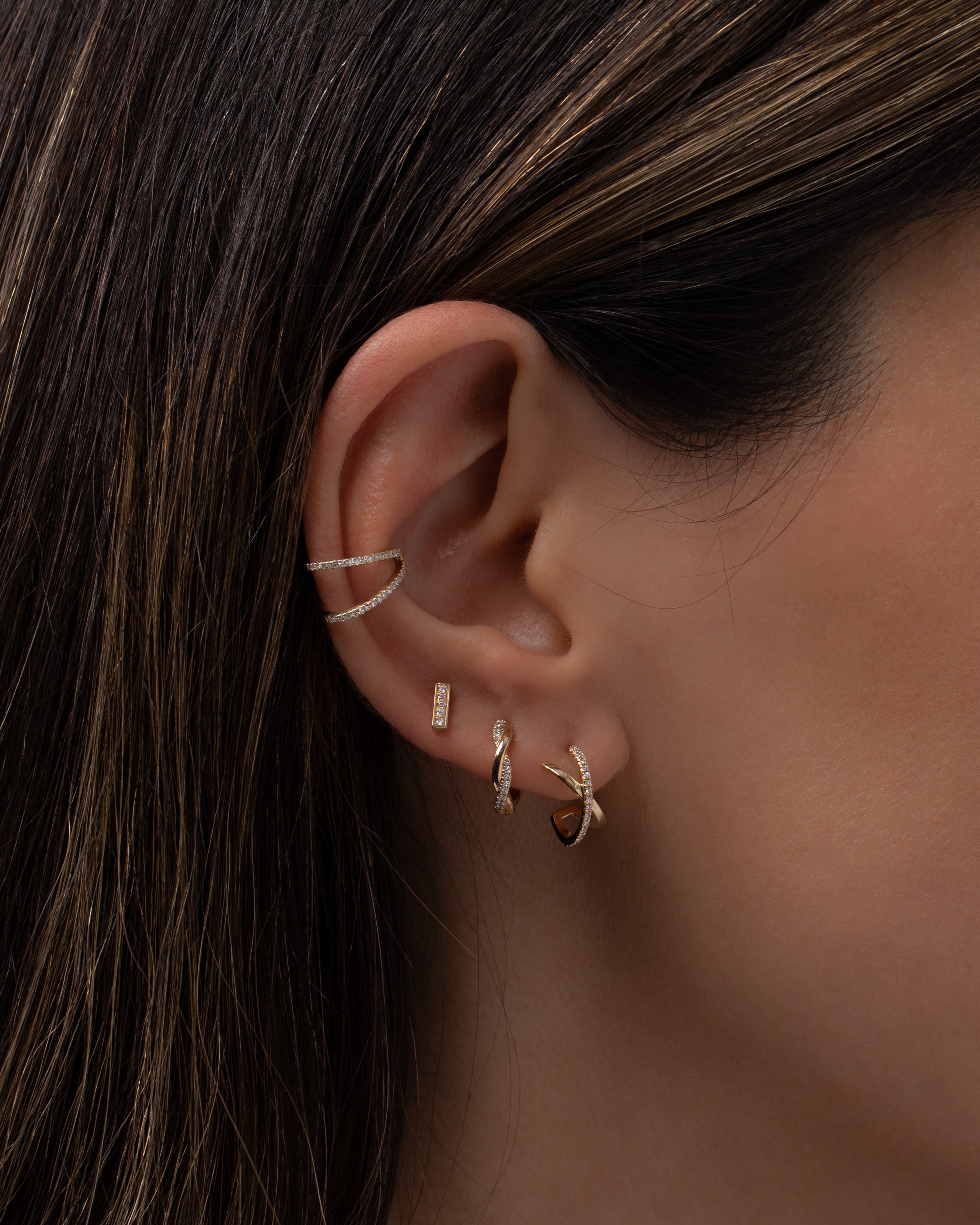 14K Gold and Diamond X Stud Earrings Zoe Lev Jewelry