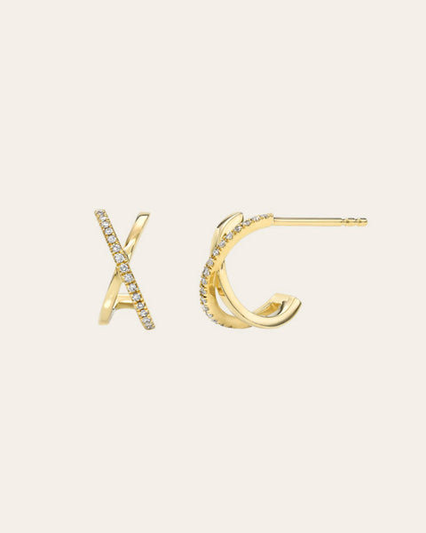 14k Gold Initial Stud Earrings - Zoe Lev Jewelry