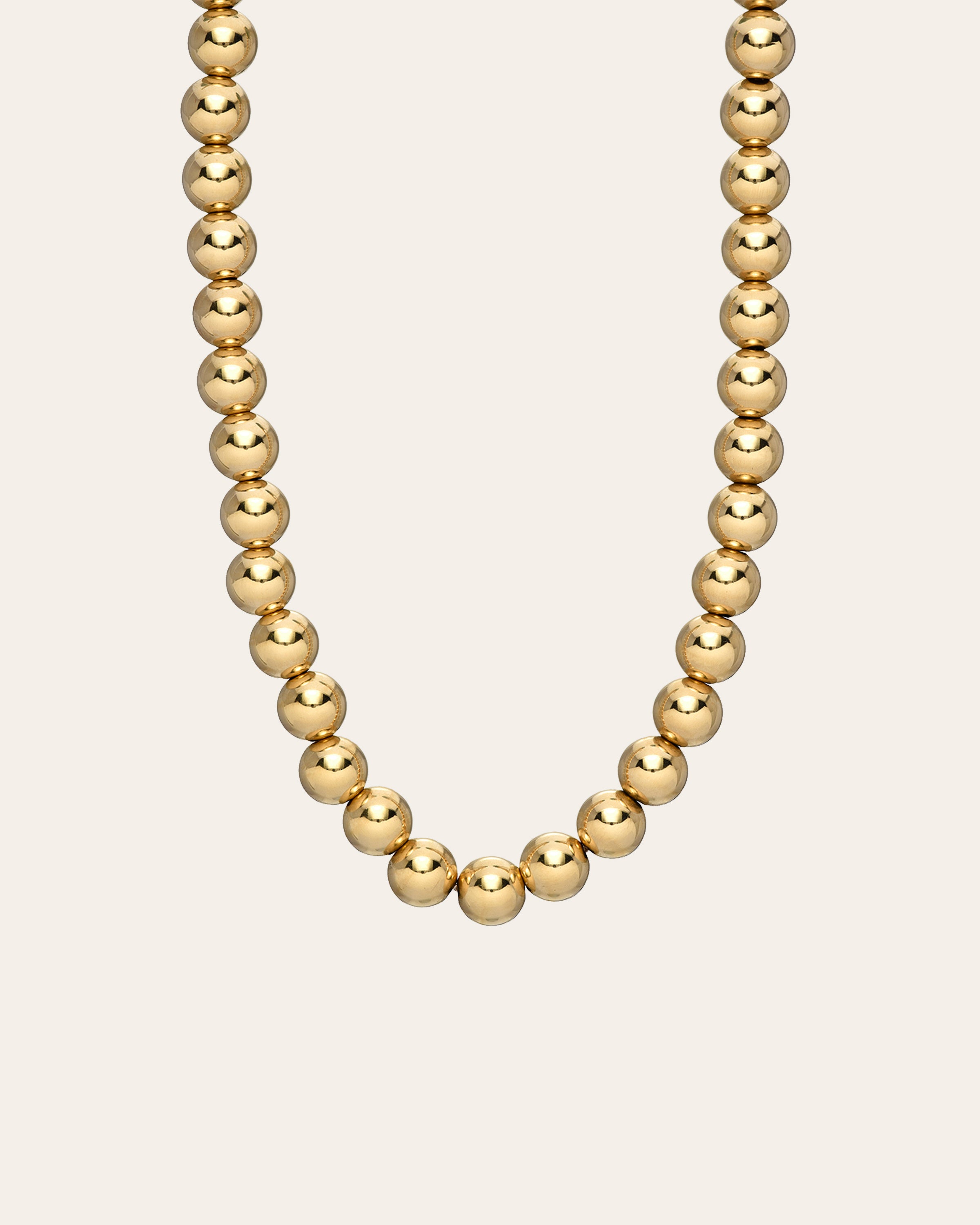 5mm Bead Necklace Yellow Gold Vermeil