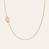 14k Gold Asymmetrical Hamsa with Diamond Necklace Zoe Lev Jewelry