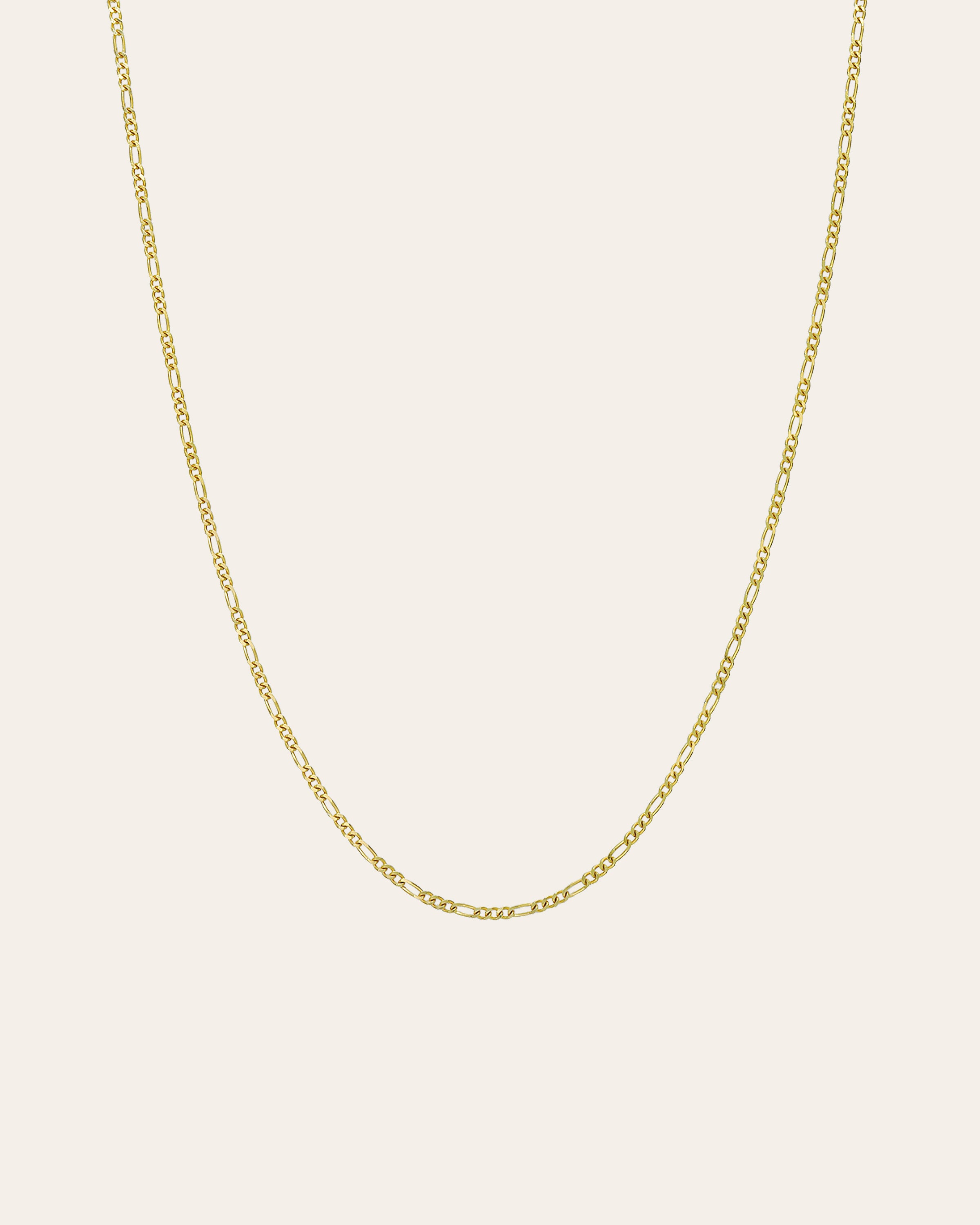 14k Gold Baby Figaro Chain Necklace Chains Zoe Lev Jewelry