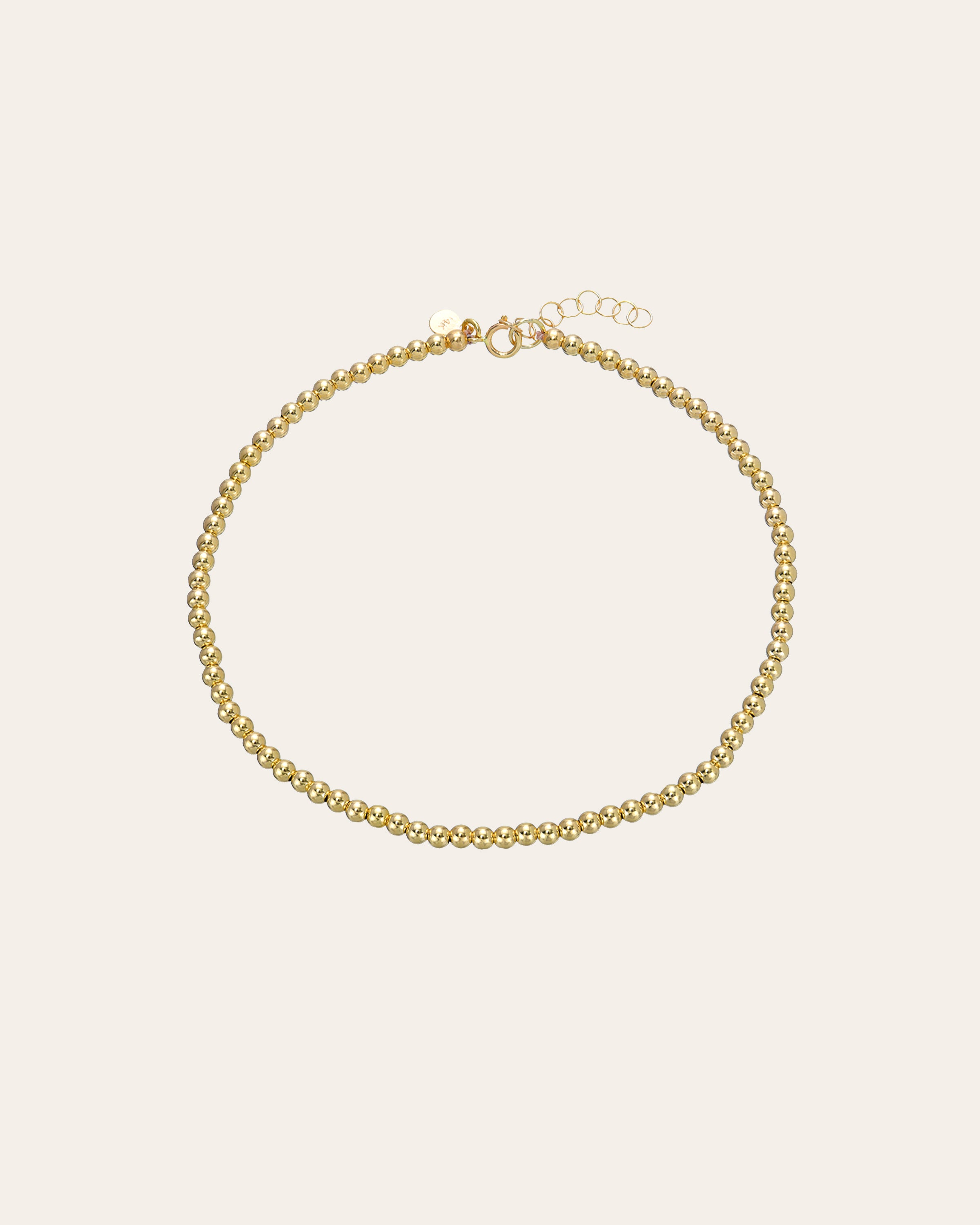 14k Gold Bead Anklet Zoe Lev Jewelry