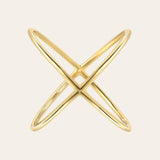 14k Gold Large X Ring Zoe Lev Jewelry