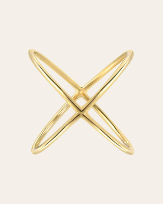 14k Gold Large X Ring