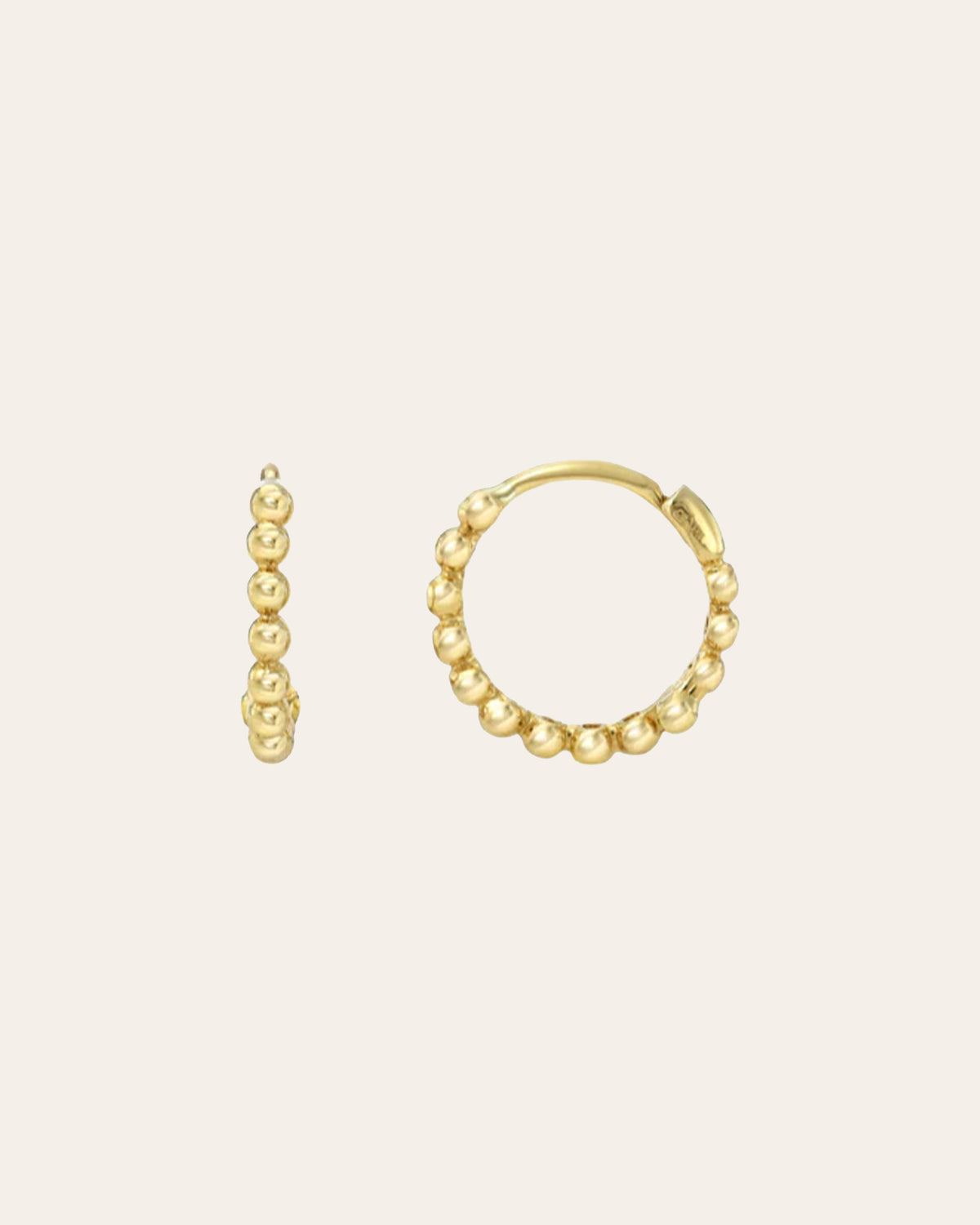 14K Gold Bead Huggie Earrings
