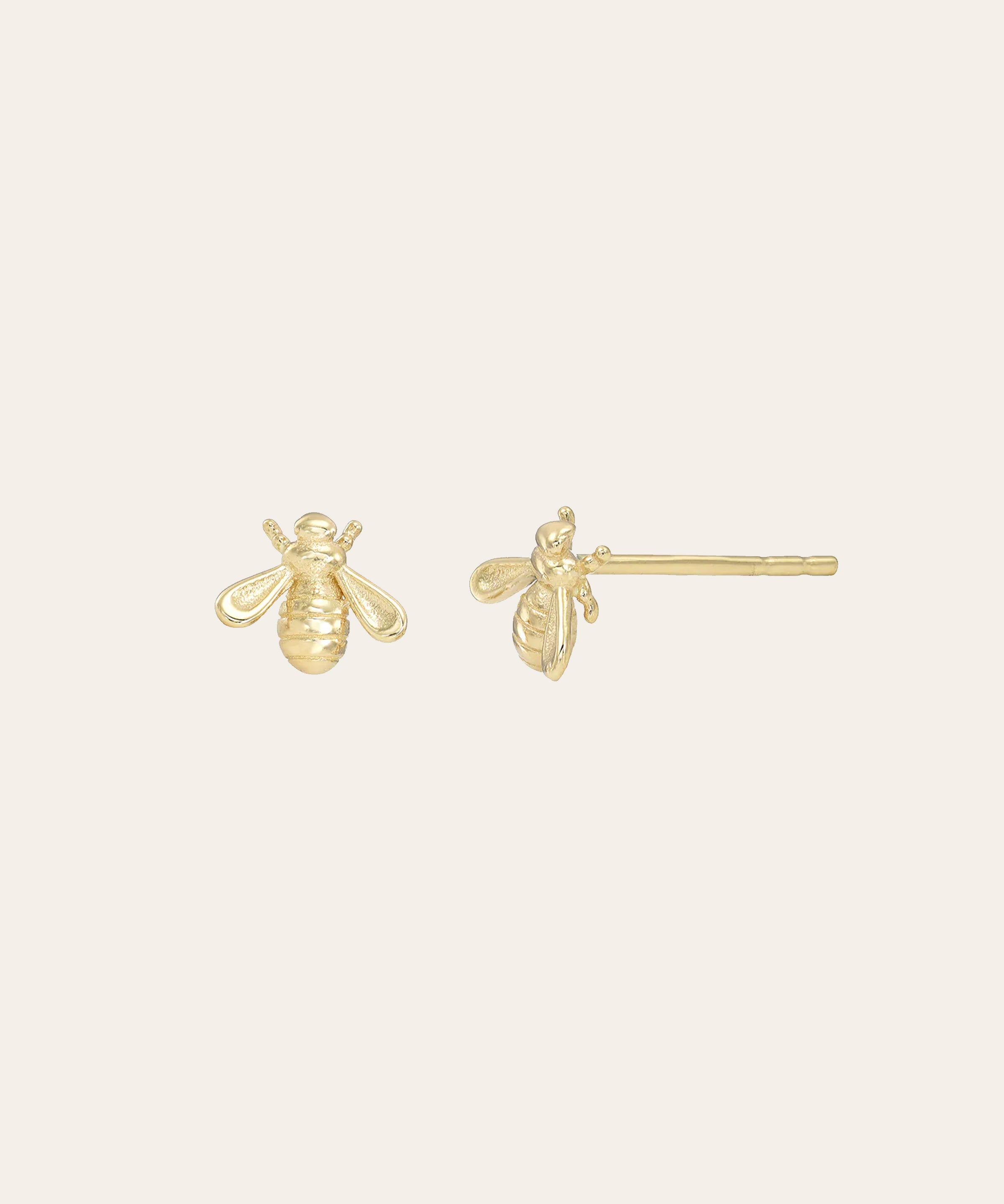 14k Gold Bee Stud Earrings Zoe Lev Jewelry