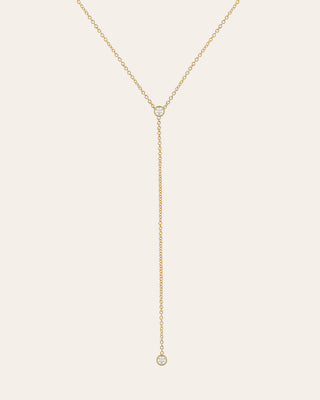 14k Gold Bezel Diamond Lariat Necklace