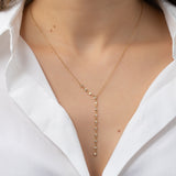 14k Gold Bezel Diamond Segment Lariat Necklace SAMPLE SALE Zoe Lev Jewelry