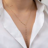 14k Gold Bezel Diamond Segment Lariat Necklace SAMPLE SALE Zoe Lev Jewelry