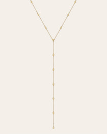 Bezel Diamond Station Lariat Necklace Zoe Lev Jewelry