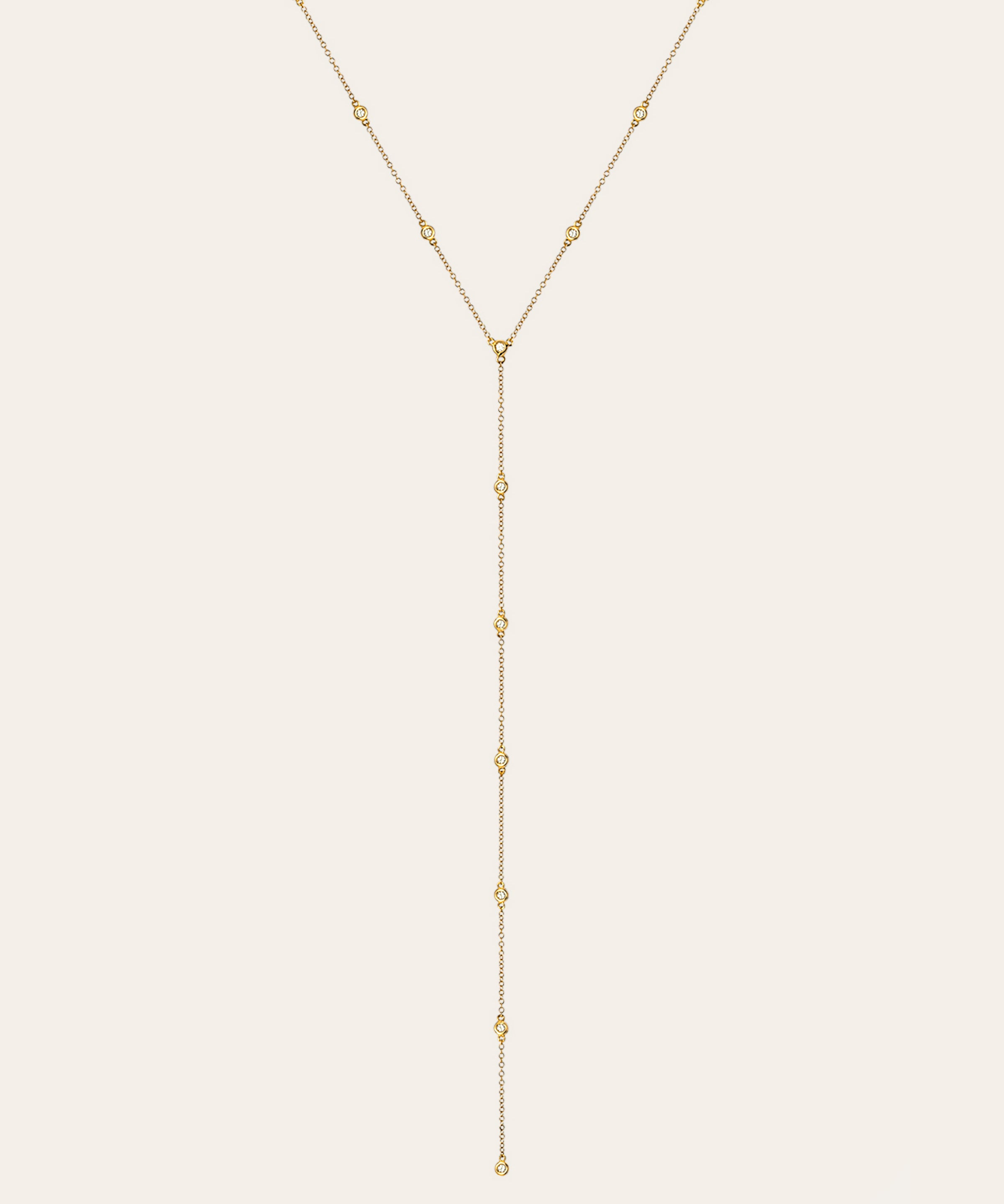 14k Gold Bezel Diamond by the Yard Lariat Necklace Zoe Lev Jewelry