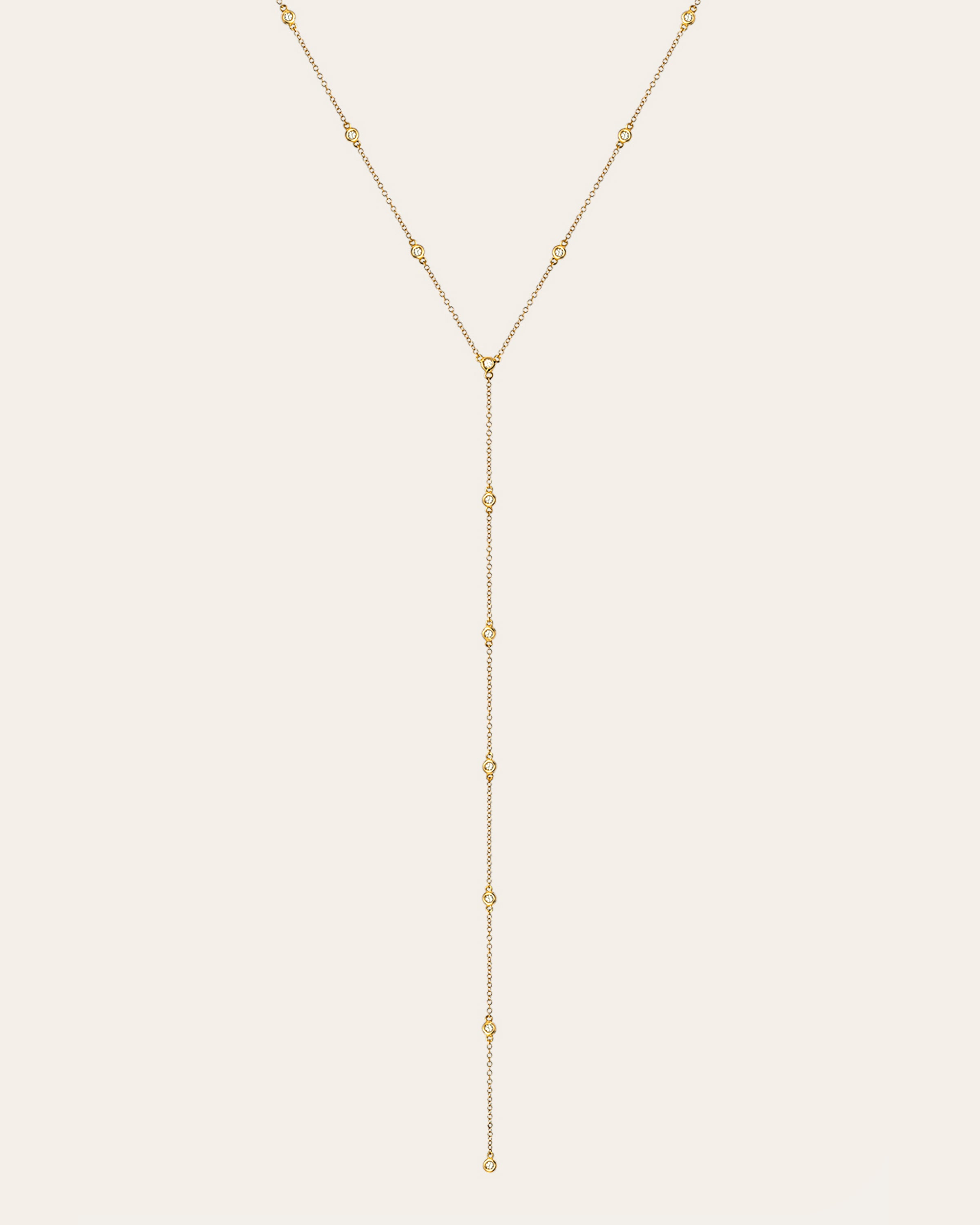 14k Gold Bezel Diamond by the Yard Lariat Necklace Zoe Lev Jewelry