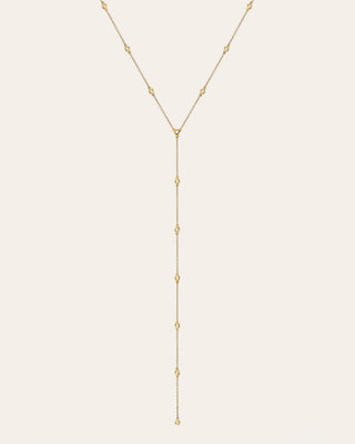 14k Gold Bezel Diamond by the Yard Lariat Necklace