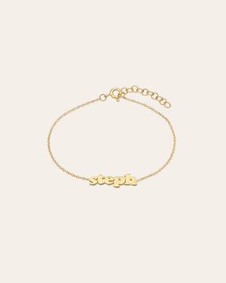 14k Gold Block Name Bracelet