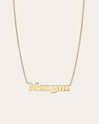 14k Gold Block Name Necklace