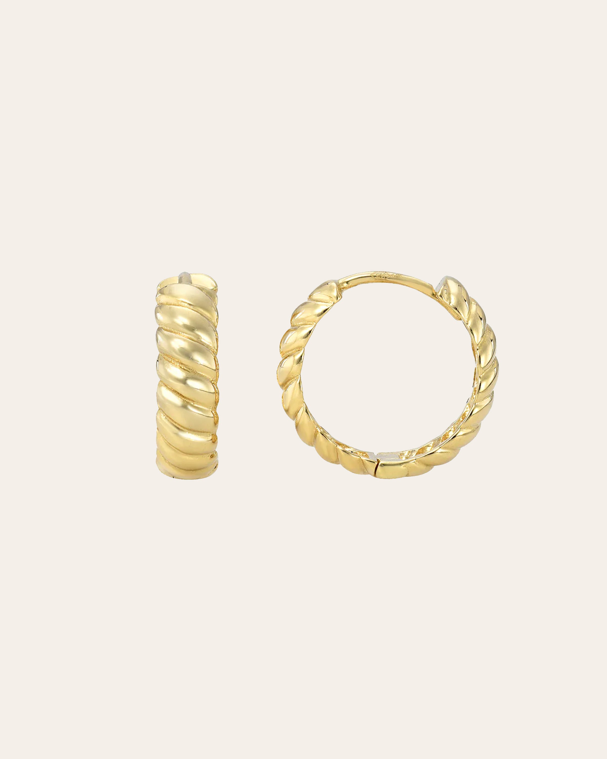 14K Gold Braided Huggie Earrings Hoops & Huggies Zoe Lev Jewelry