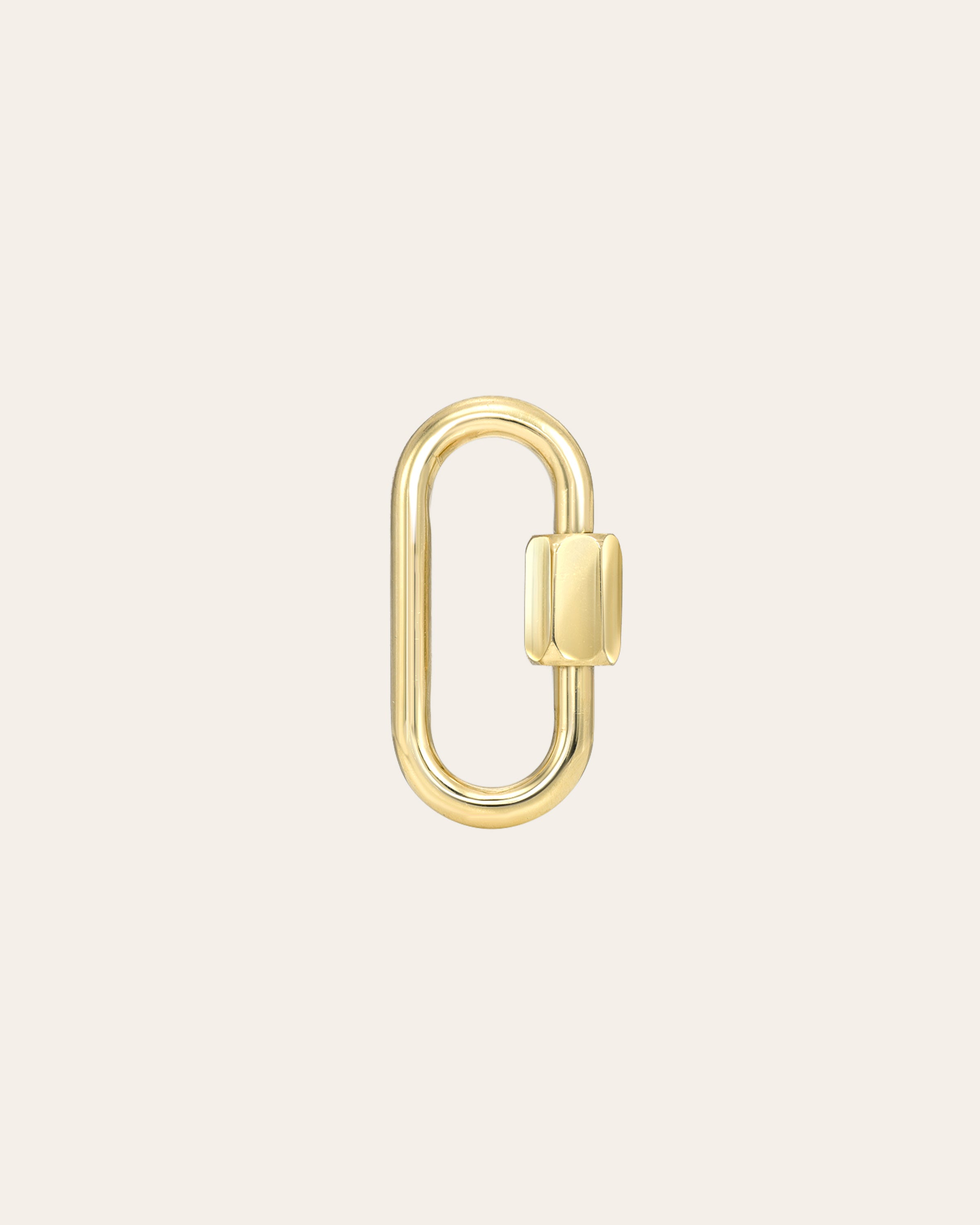 14k Yellow Gold Carabiner Clasp Lock Connector Pendant Charm