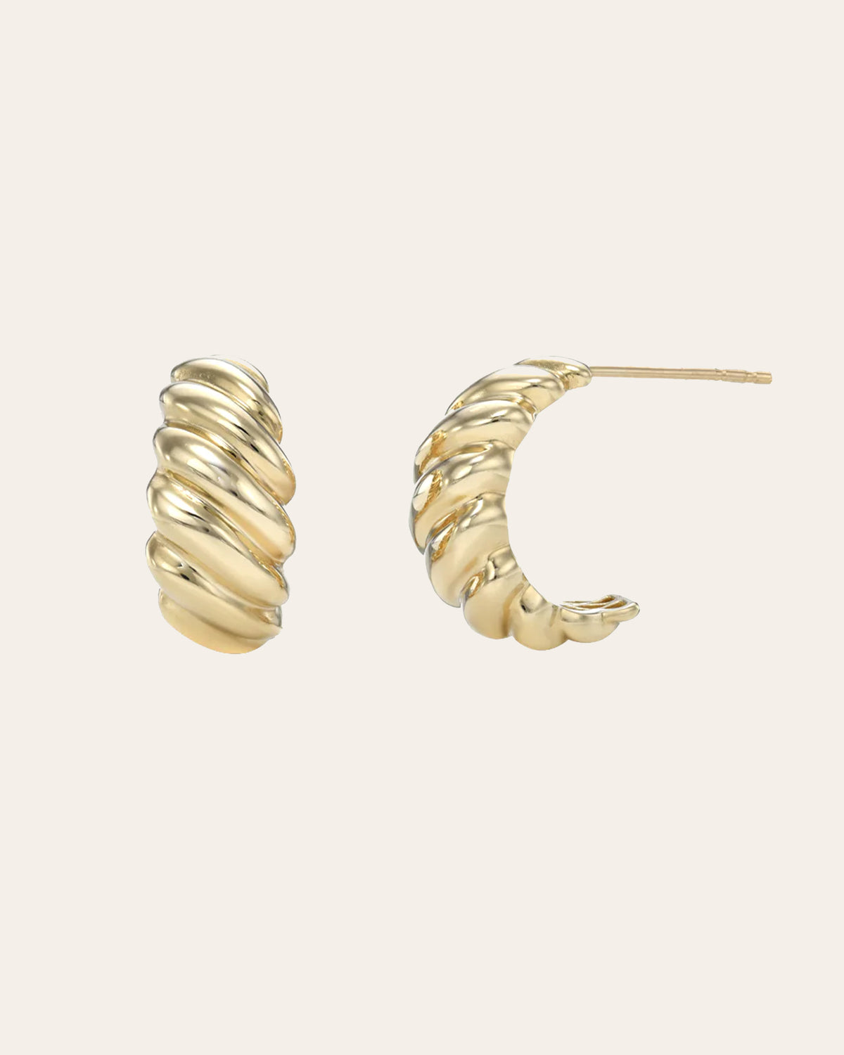 14K Gold Croissant Stud Earrings