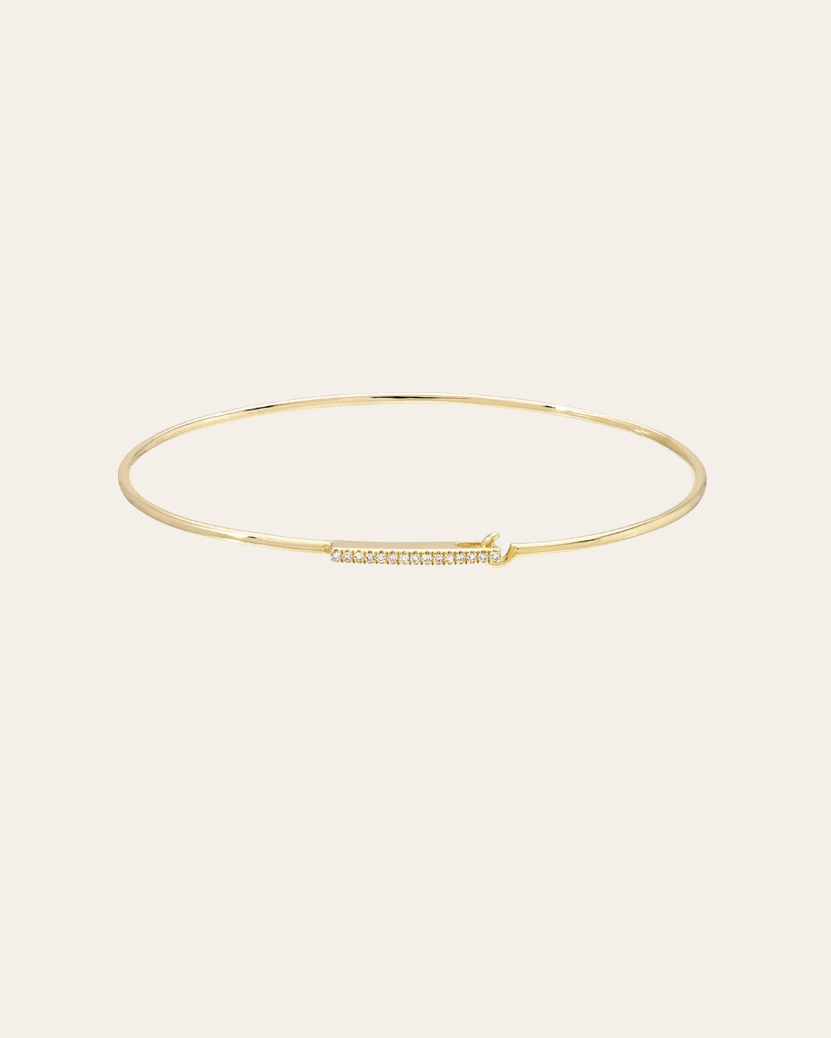 14k Gold Diamond Bar Bangle
