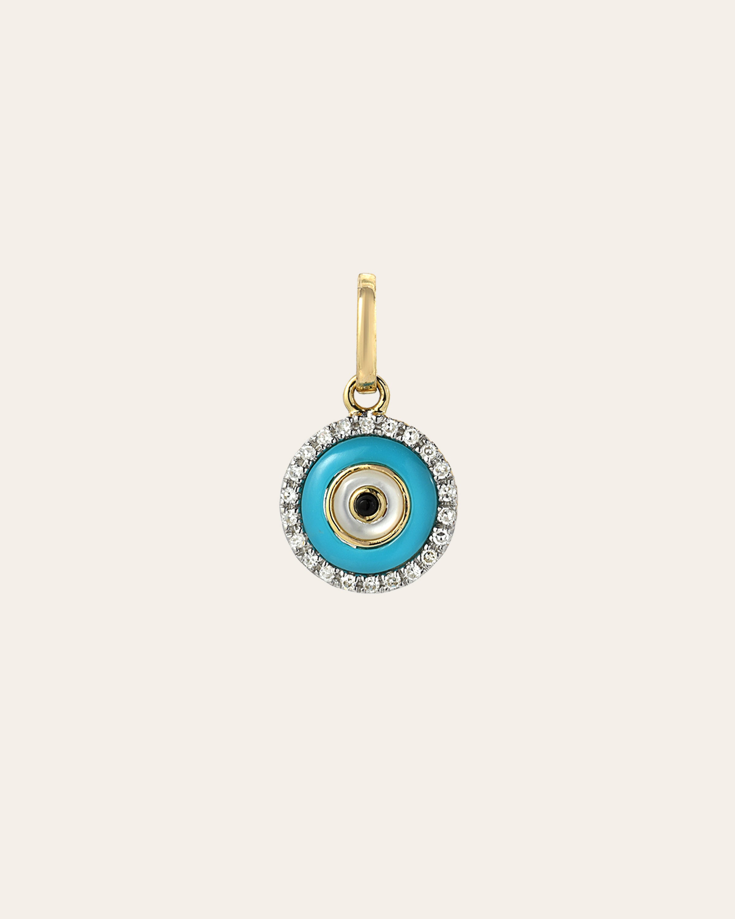14k Gold Diamond Evil Eye Turquoise Pendant Zoe Lev Jewelry
