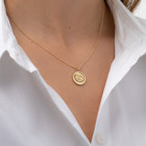 14k Gold Diamond Eye Medallion Necklace Zoe Lev Jewelry