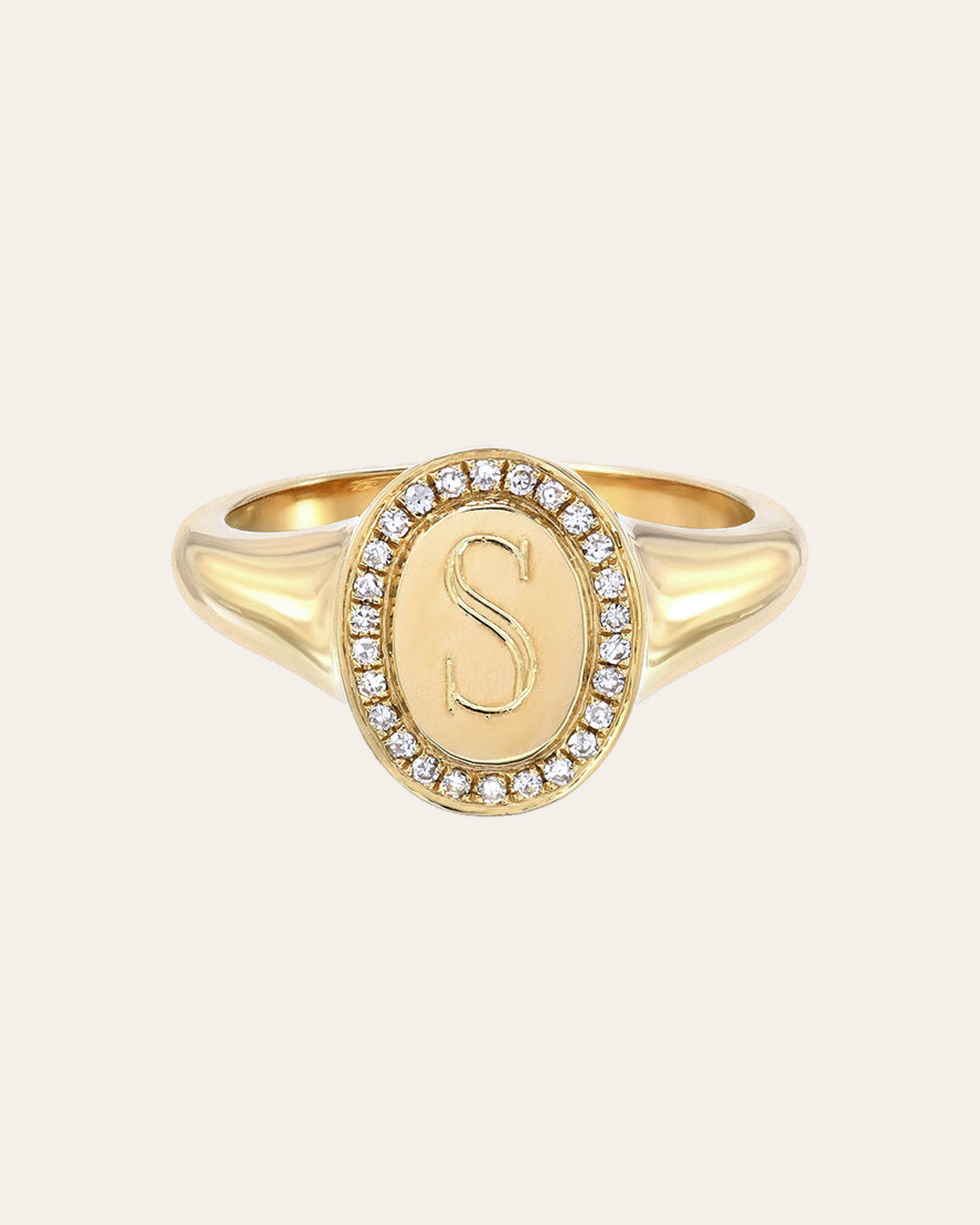 Zoe Lev Jewelry - 14k Gold Diamond Frame Signet Ring