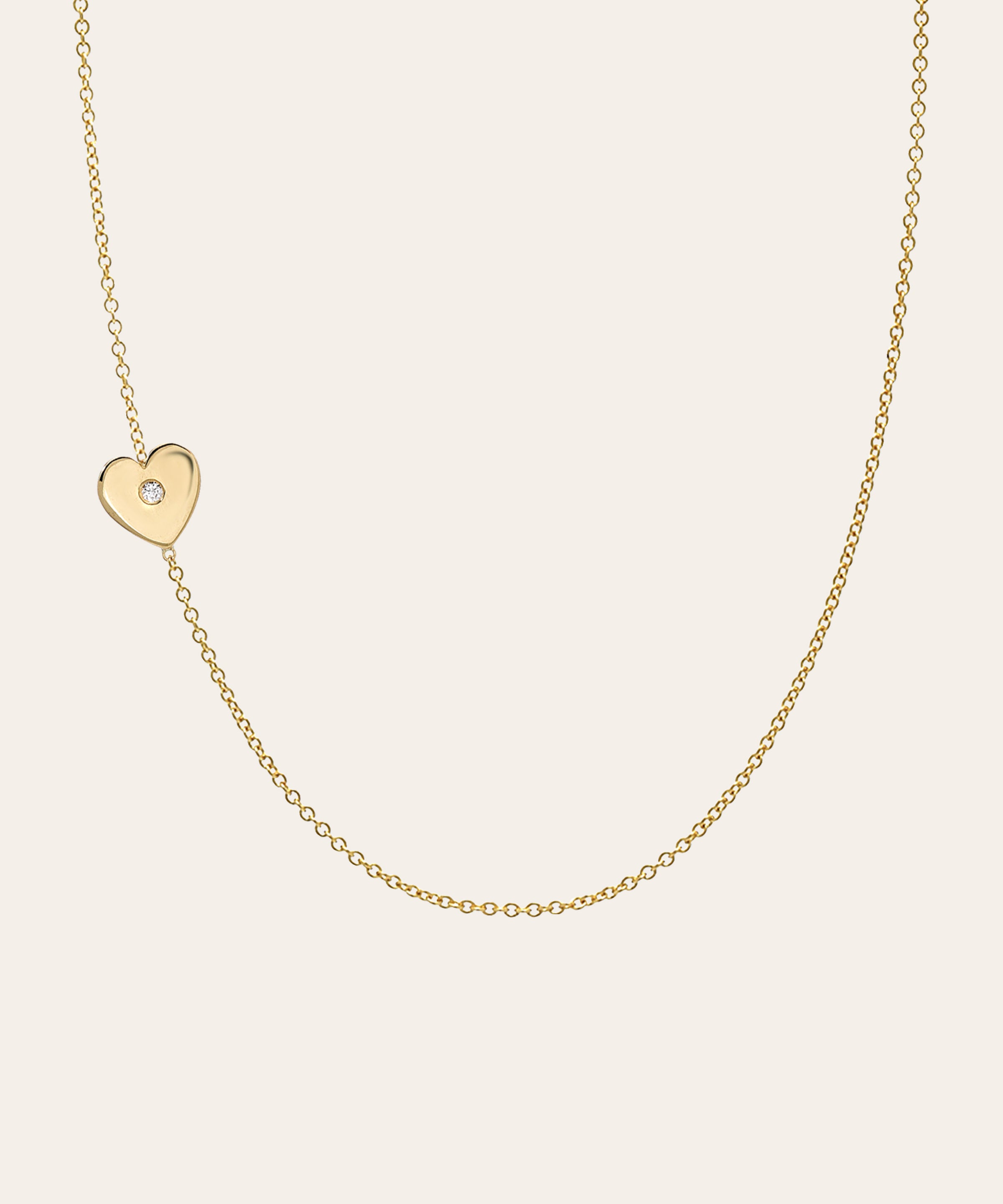 14k Gold Diamond Heart Asymmetrical Necklace SAMPLE SALE Zoe Lev Jewelry