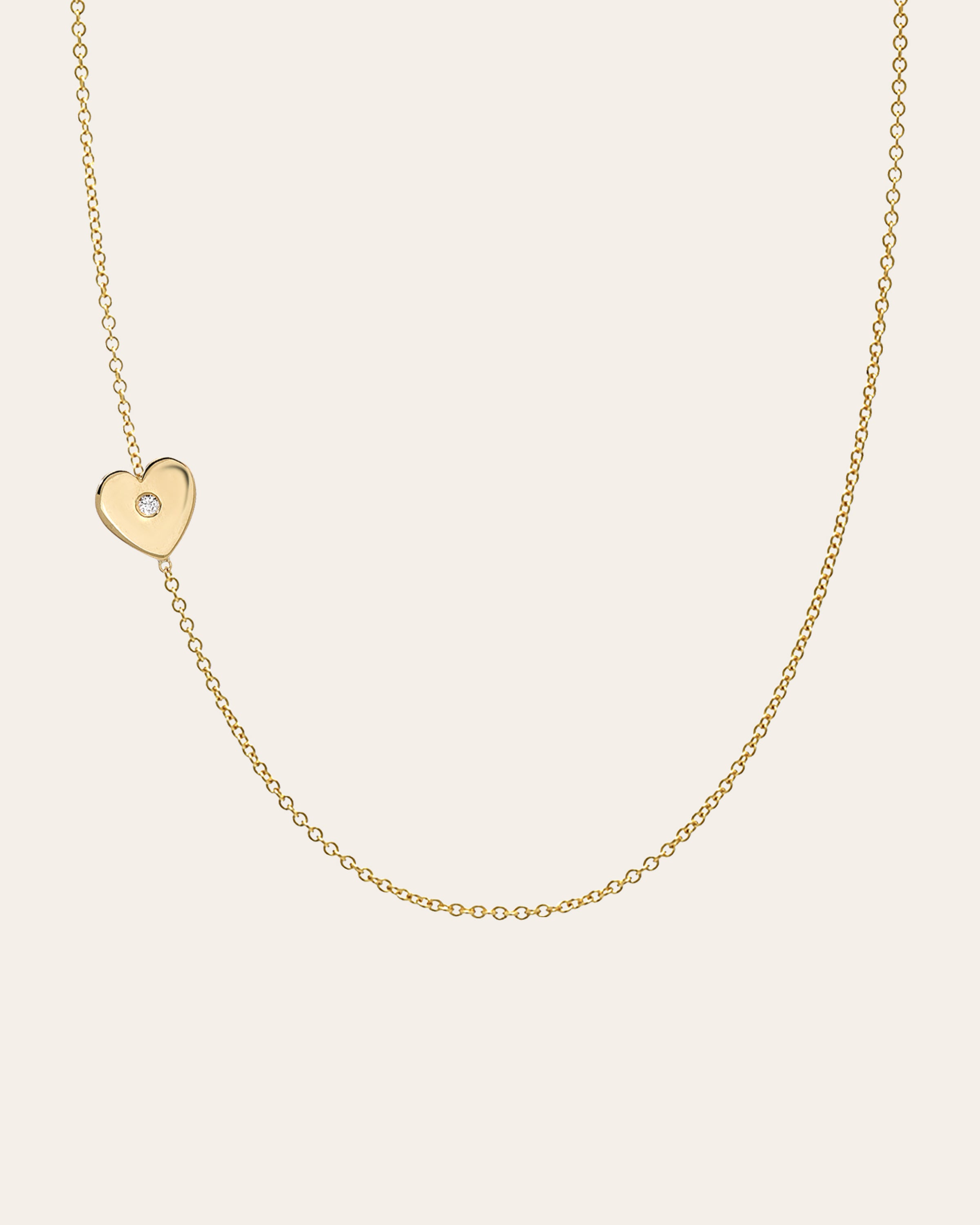 14k Gold Diamond Heart Asymmetrical Necklace SAMPLE SALE Zoe Lev Jewelry