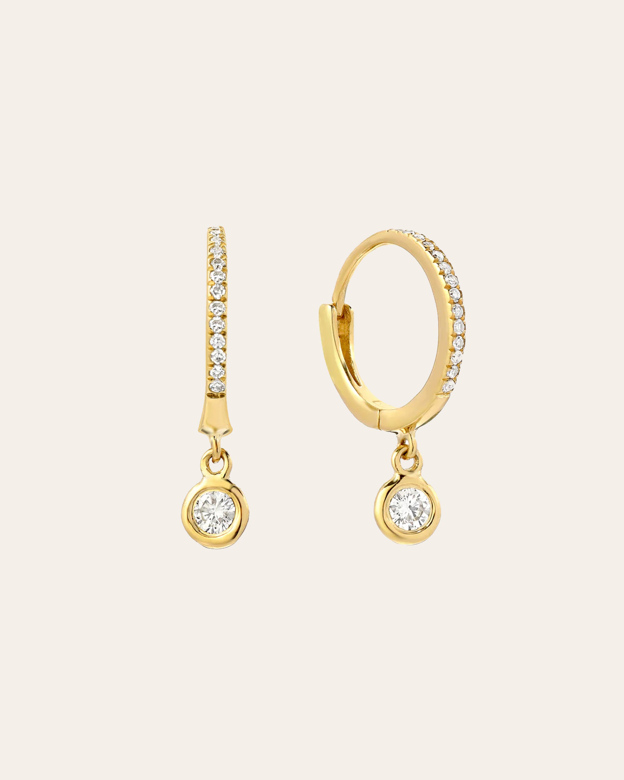 Zoe Lev 14K Gold Diamond Huggie Earrings - Gold