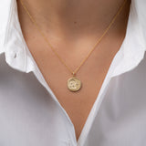 14k Gold and Diamond Moon Medallion Pendant Zoe Lev Jewelry